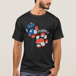 Purrica American Flag Paw Prints Cats T-Shirt