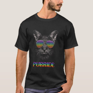 Purride Ally Cat Rainbow LGBT Pride Month Feline L T-Shirt