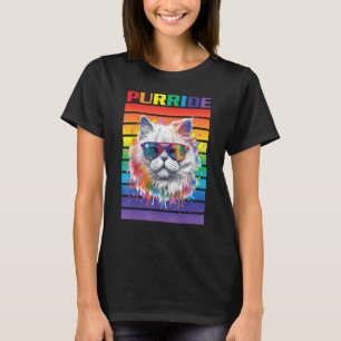 Purride Cat Ally Cat Pride Cat with Pride Flag Pri T-Shirt