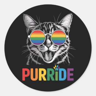 Purride Cat Gay Lesbian Rainbow LGBTQ Ally Pride Classic Round Sticker