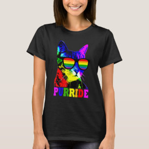 Purride Cat Gay Lgbt Pride Glasses Cat T-Shirt