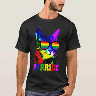 Purride Cat Gay Lgbt Pride Glasses Cat T-Shirt