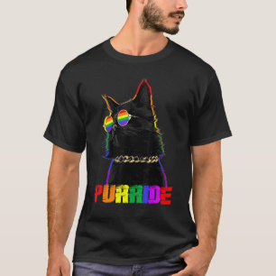 Purride Cat Gay Pride Flag Rainbow Glasses Pride T-Shirt