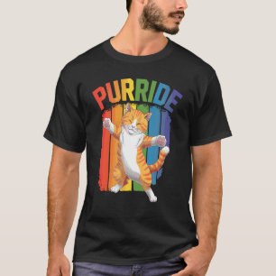 Purride Cat Happy LGBTQ Pride Rainbow Art T-Shirt