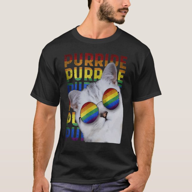 Purride Cat Lgbt Gay Pride Cat  Kitty 1 T-Shirt (Front)