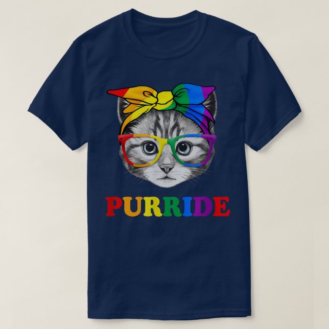 Purride Cat Lover Pride Month Gay Rights Rainbow C T-Shirt (Design Front)