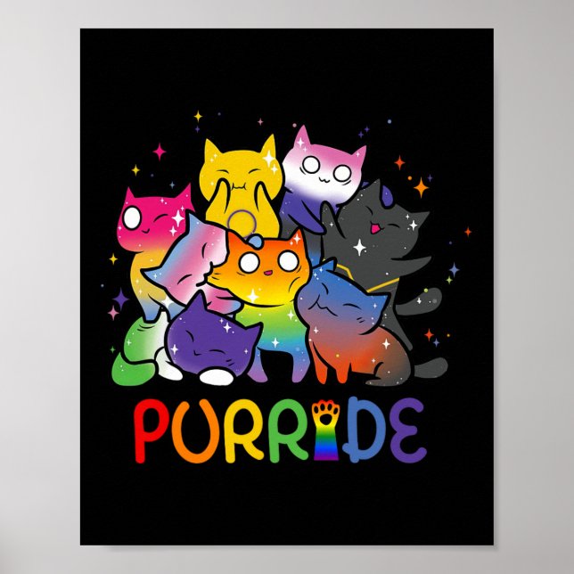 Purride Cat Pride Ally Lgbt Rainbow Animal Lovers  Poster (Front)