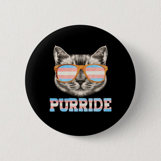 Purride Cat Pride LGBT Transgender Flag Trans Pet 6 Cm Round Badge (Front)