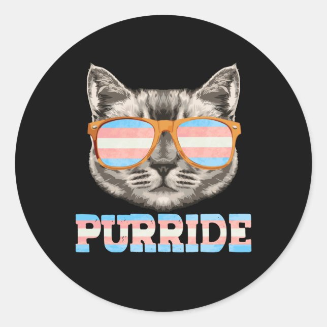 Purride Cat Pride LGBT Transgender Flag Trans Pet Classic Round Sticker (Front)