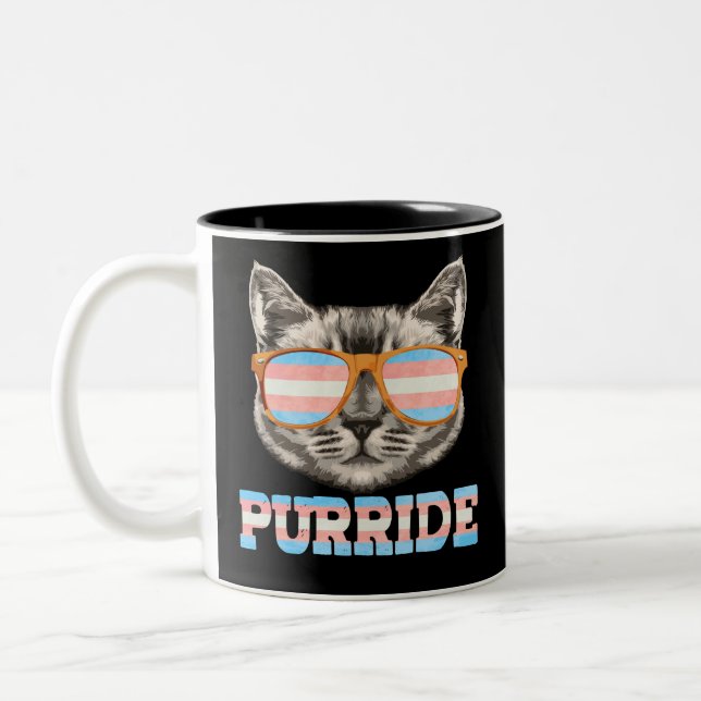Purride Cat Pride LGBT Transgender Flag Trans Pet Two-Tone Coffee Mug (Left)