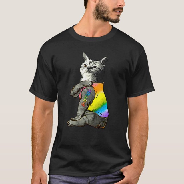 Purride Cat  Pride Month Gay Rights Rainbow Cat Fl T-Shirt (Front)