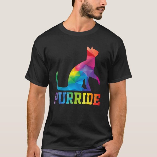 Purride Cat  Pride Month Gay Rights Rainbow Cat T-Shirt (Front)