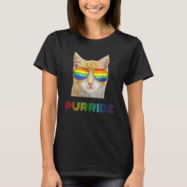 Purride  Cat Rainbow Lgbt Pride Awareness Lgbt Mon T-Shirt (Front)