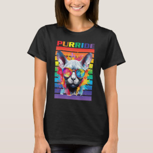 Purride Cat, Sphynx Pride Cat with Pride Flag, Pri T-Shirt