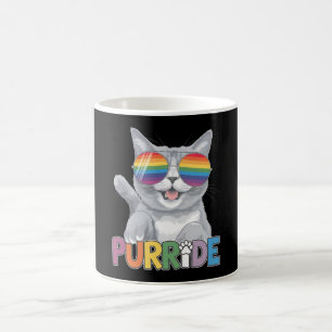 Purride Cat Sunglasses Gay Pride Rainbow LGBTQ Coffee Mug