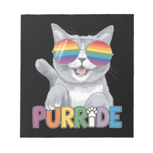Purride Cat Sunglasses Gay Pride Rainbow LGBTQ Notepad