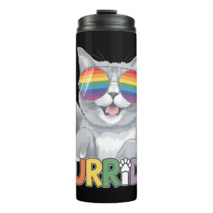 Purride Cat Sunglasses Gay Pride Rainbow LGBTQ Thermal Tumbler