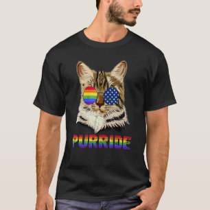 Purride Cat Wearing Sunglasses Lgbtq Gay Pride Mon T-Shirt