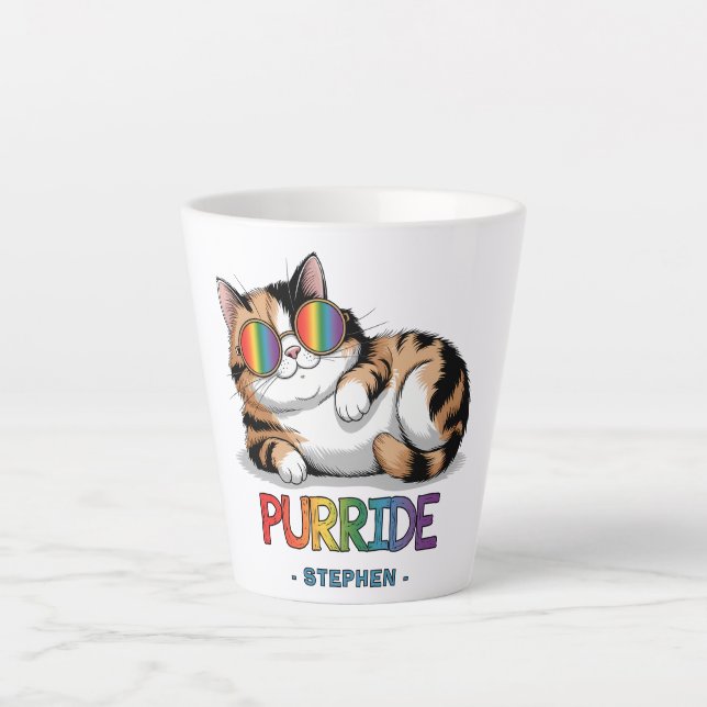 Purride - Cool Cat Pride | LGBTQ Latte Mug (Front)