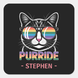 Purride – Cute Cat Pride LGBTQ Square Sticker