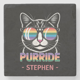 Purride – Cute Cat Pride LGBTQ Stone Coaster