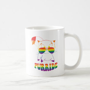 Purride Cute Gay Cat Lesbian Rainbow Coffee Mug