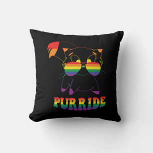 Purride   Cute Gay Cat   Lesbian   Rainbow Cushion