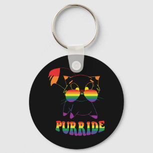 Purride Cute Gay Cat Lesbian Rainbow Key Ring