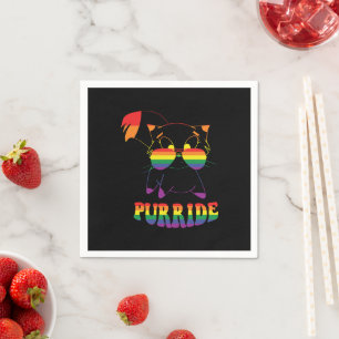 Purride Cute Gay Cat Lesbian Rainbow Napkin