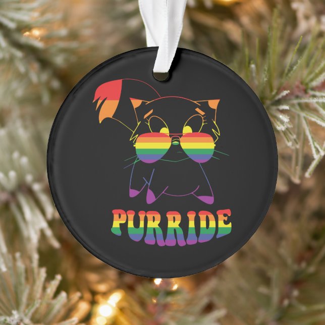 Purride | Cute Gay Cat | Lesbian | Rainbow Ornament (Tree)