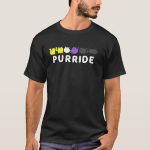 Purride Cute Round Cats Nonbinary Pride Fun Enby L T-Shirt