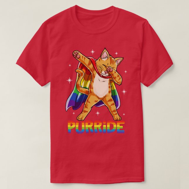 Purride Dabbing Cat LGBT Gay Pride for Men Women B T-Shirt (Design Front)