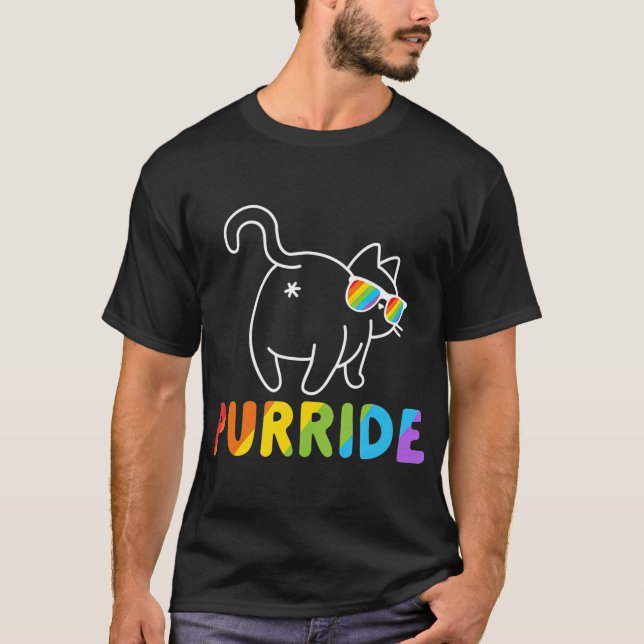 Purride  Funny Cat Gay LGB Pride  Women Men T-Shirt (Front)
