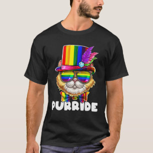 Purride Gay Pride Cat LGBT Parade Rainbow Flag Cos T-Shirt