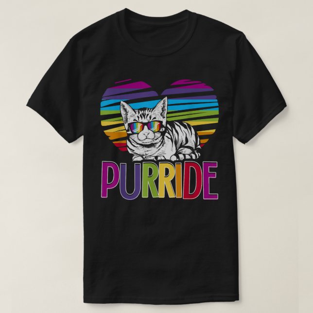 Purride LGBT Gay Pride Cat LGBTQ Pride Month 2019  T-Shirt (Design Front)