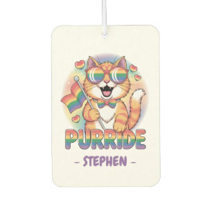 Purride – Orange Cat with Pride LGBTQ Flag Car Air Freshener