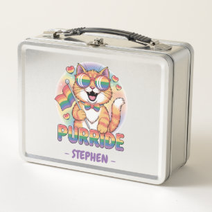 Purride – Orange Cat with Pride LGBTQ Flag Metal Lunch Box