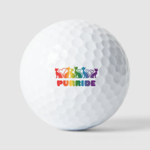 Purride – Rainbow Cat Silhouette LGBTQ+ Pride Pun Golf Balls