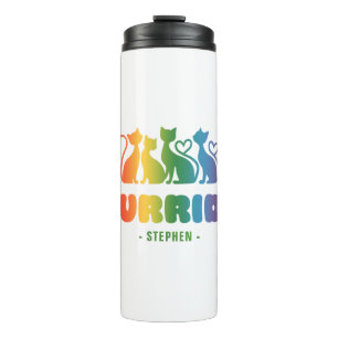 Purride – Rainbow Cat Silhouette LGBTQ+ Pride Pun Thermal Tumbler