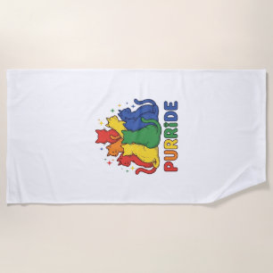 Purride Rainbow Cat Vintage Vector Design_1 Beach Towel