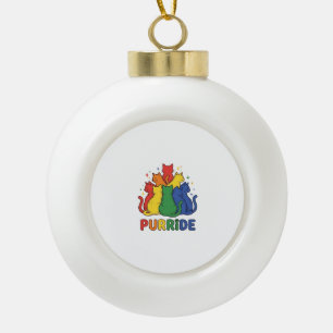 Purride Rainbow Cat Vintage Vector Design_1 Ceramic Ball Christmas Ornament
