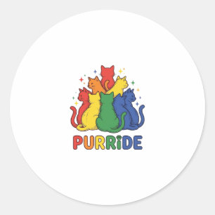 Purride Rainbow Cat Vintage Vector Design_1 Classic Round Sticker