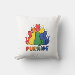 Purride Rainbow Cat Vintage Vector Design_1 Cushion