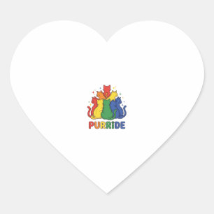 Purride Rainbow Cat Vintage Vector Design_1 Heart Sticker