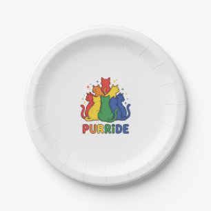 Purride Rainbow Cat Vintage Vector Design_1 Paper Plate