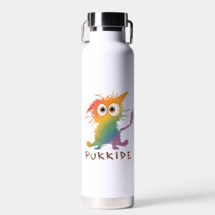 Purride – Rainbow Cat with Messy Fur LGBTQ Water Bottle