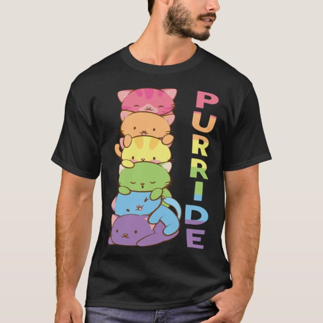 Purride Rainbow Color Cat Gay LGBT Pride T-Shirt (Front)