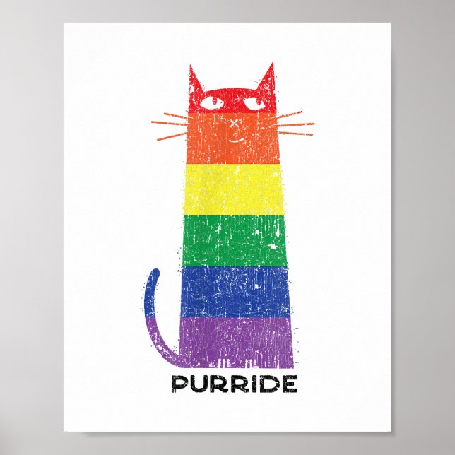 Purride Shirt LGBT Funny Gay Pride Cat Saying Grap Poster (Front)