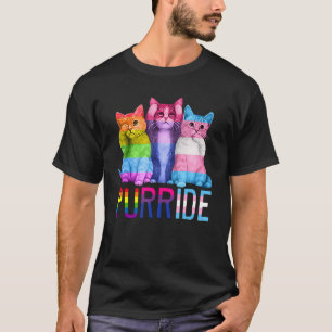 Purride Three Kittens Cat Lgbt Pride Rainbow Flag T-Shirt