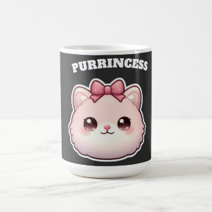 Purrincess Cute Pink Kitty Bow Design Coffee Mug